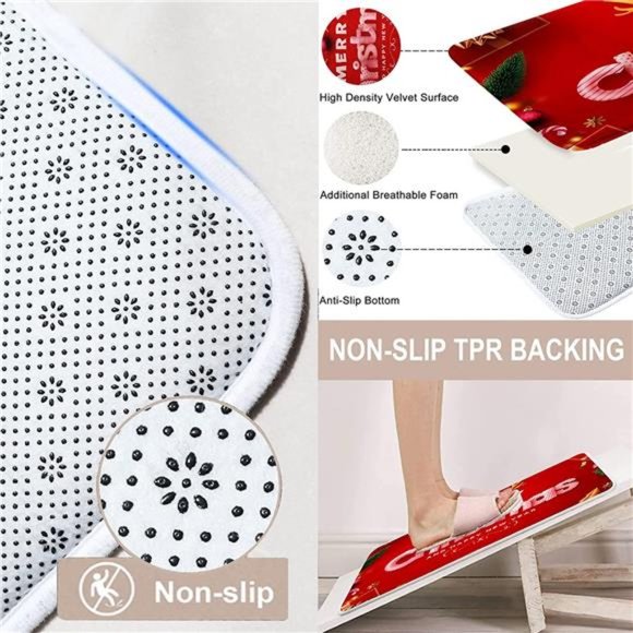 4 Pcs Merry Christmas Bathroom Sets with Shower Curtain and Rugs and Accessories - Picture 6 of 6